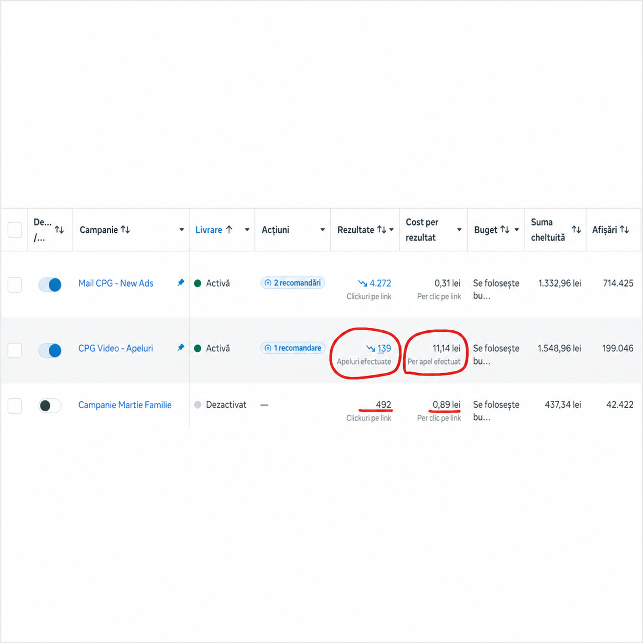 Cost per lead: 11 RON — față de media industriei de 45-80 RON